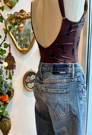 Denim mid rise straight