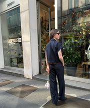 Camicia Giotto oltremare pizzo cioccolato