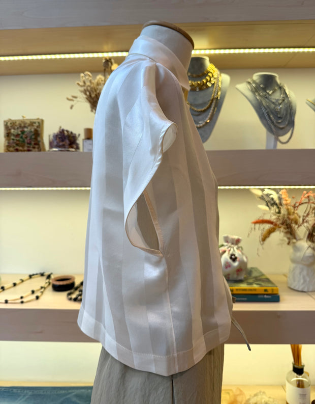 Camicia Giotto riga bianco avorio