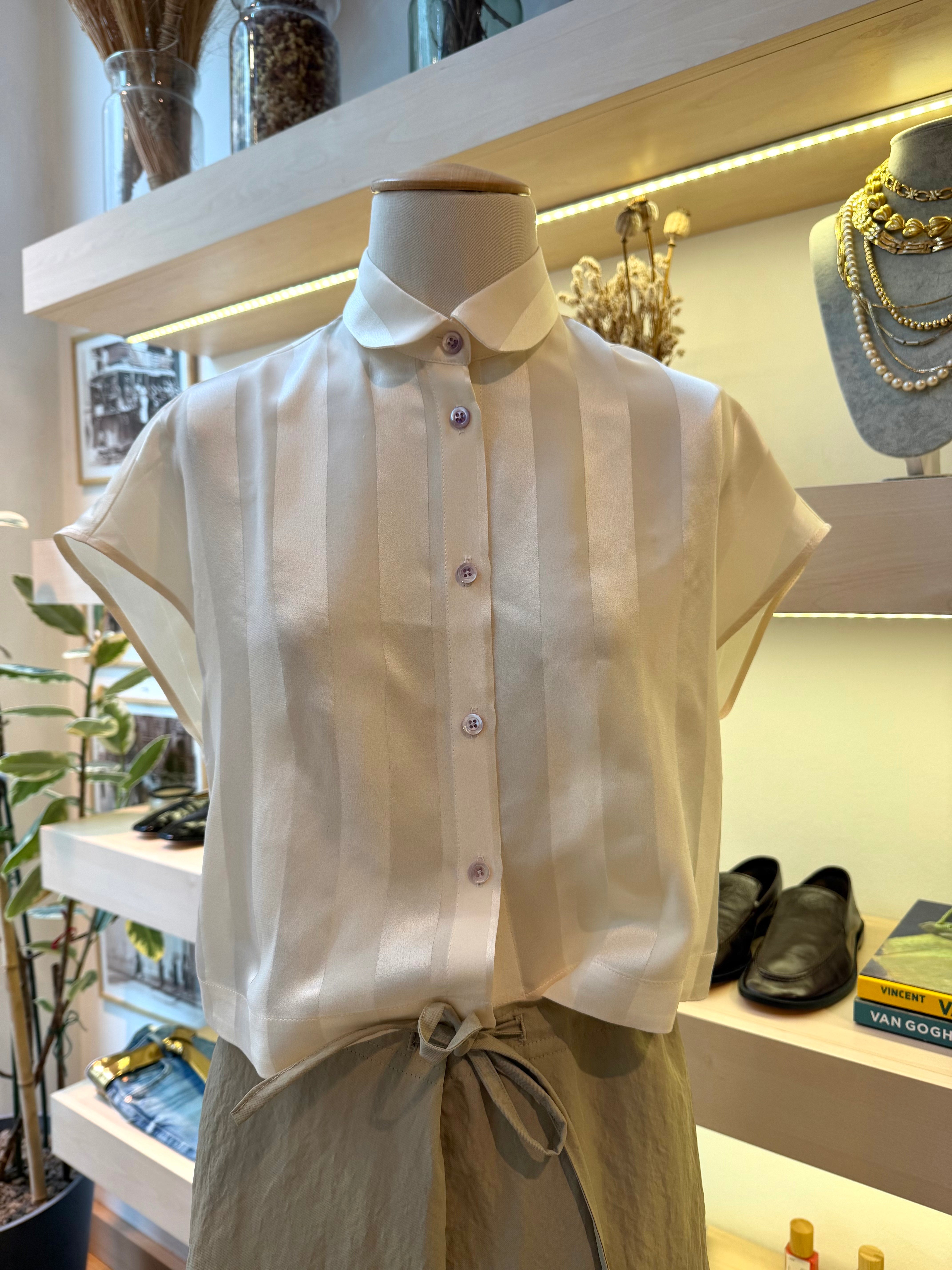 Camicia Giotto riga bianco avorio