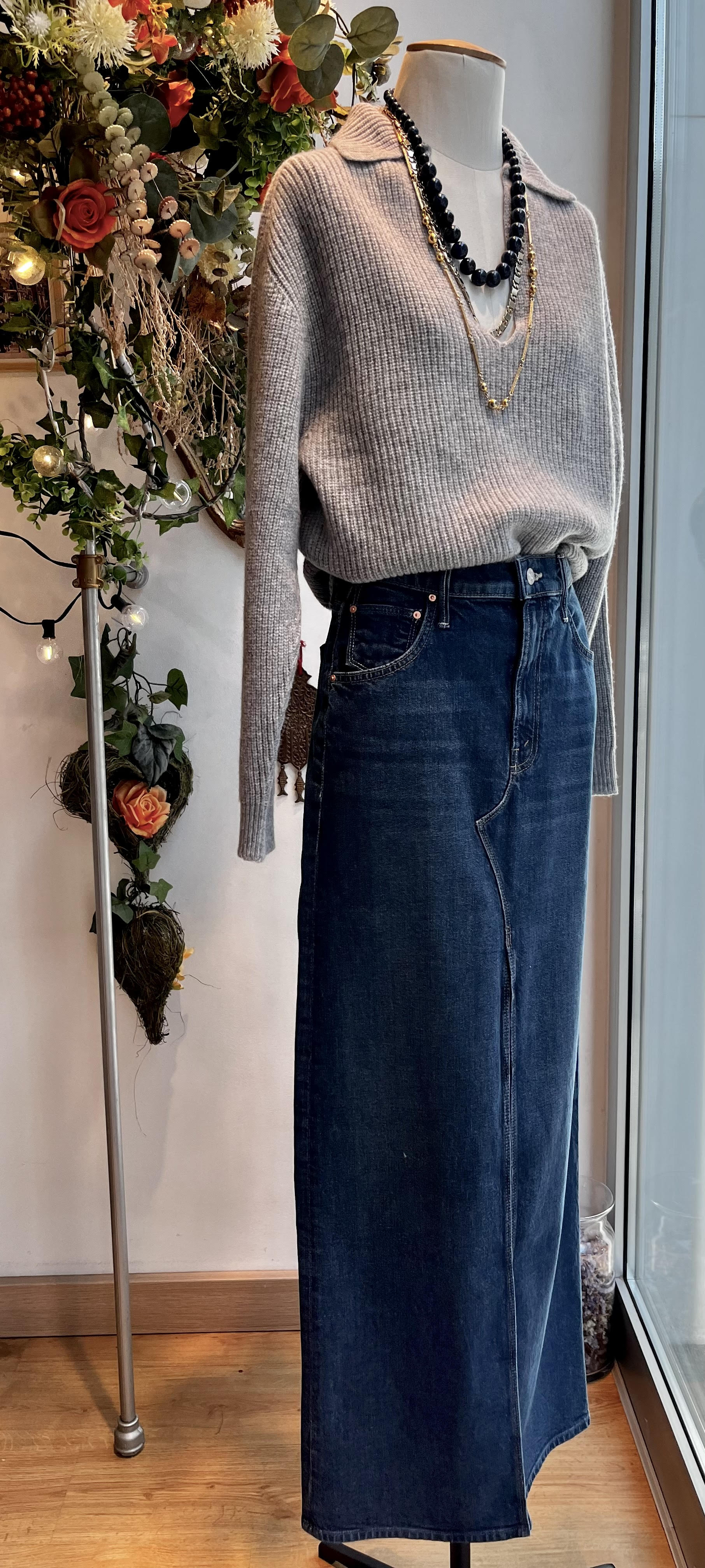 Gonna denim lunga blu
