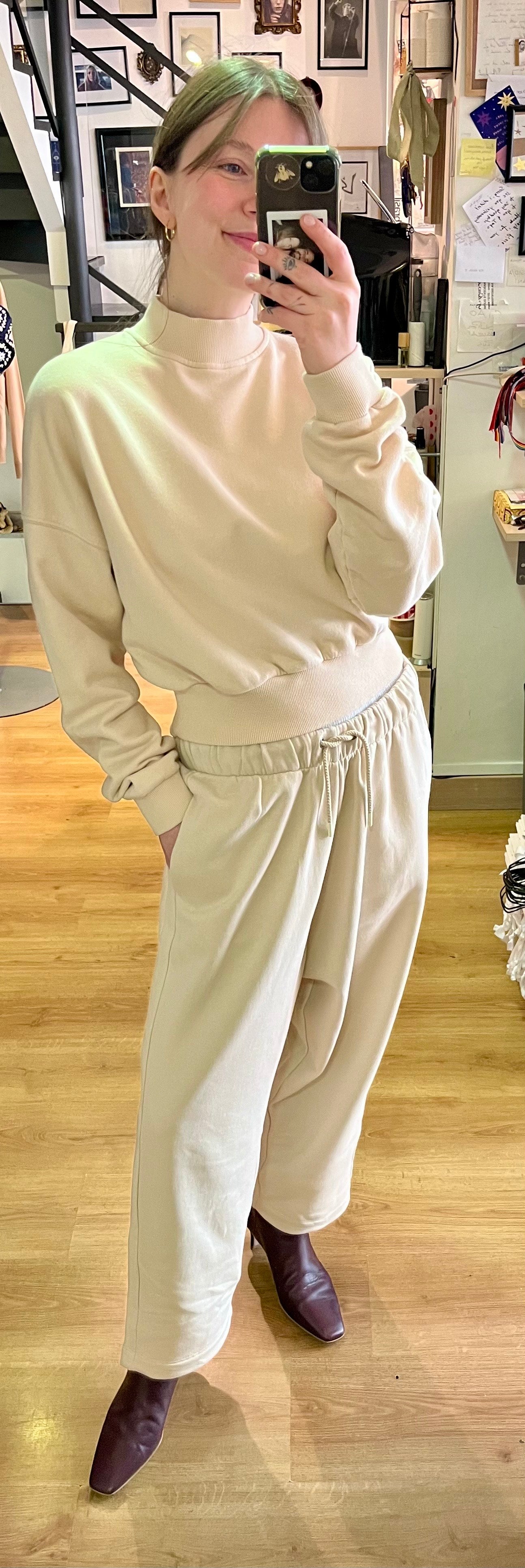 Pantalone felpa crema