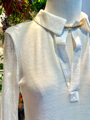 Polo in maglia bianca