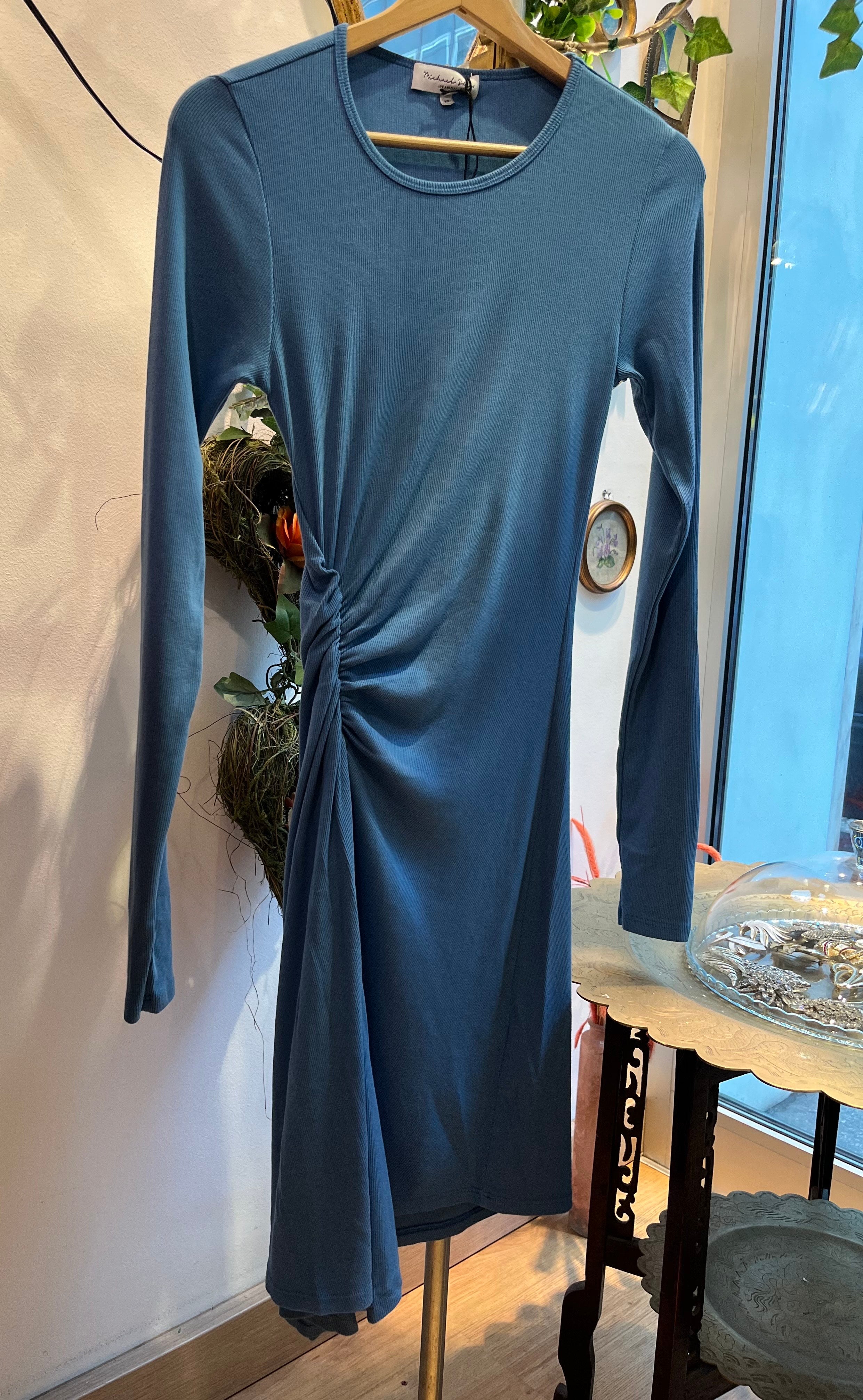 The blue dress