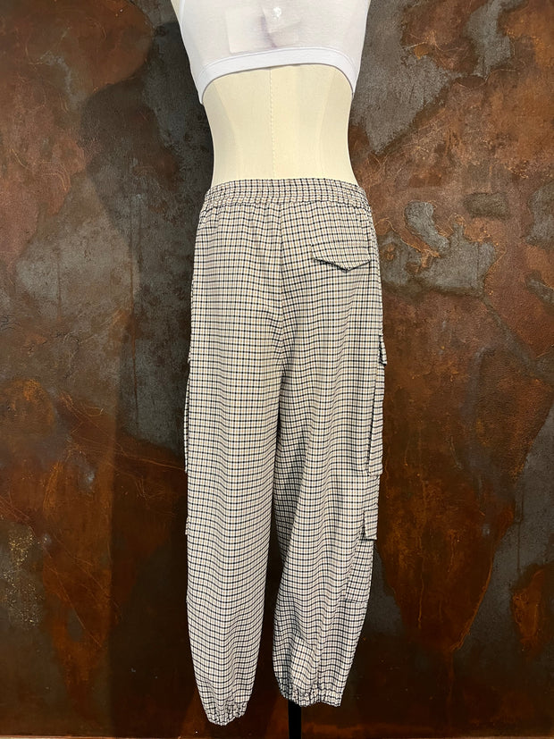 Pantalone cargo in check