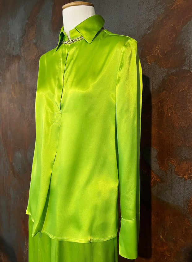 Blusa con colletto camicia lime