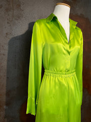 Blusa con colletto camicia lime