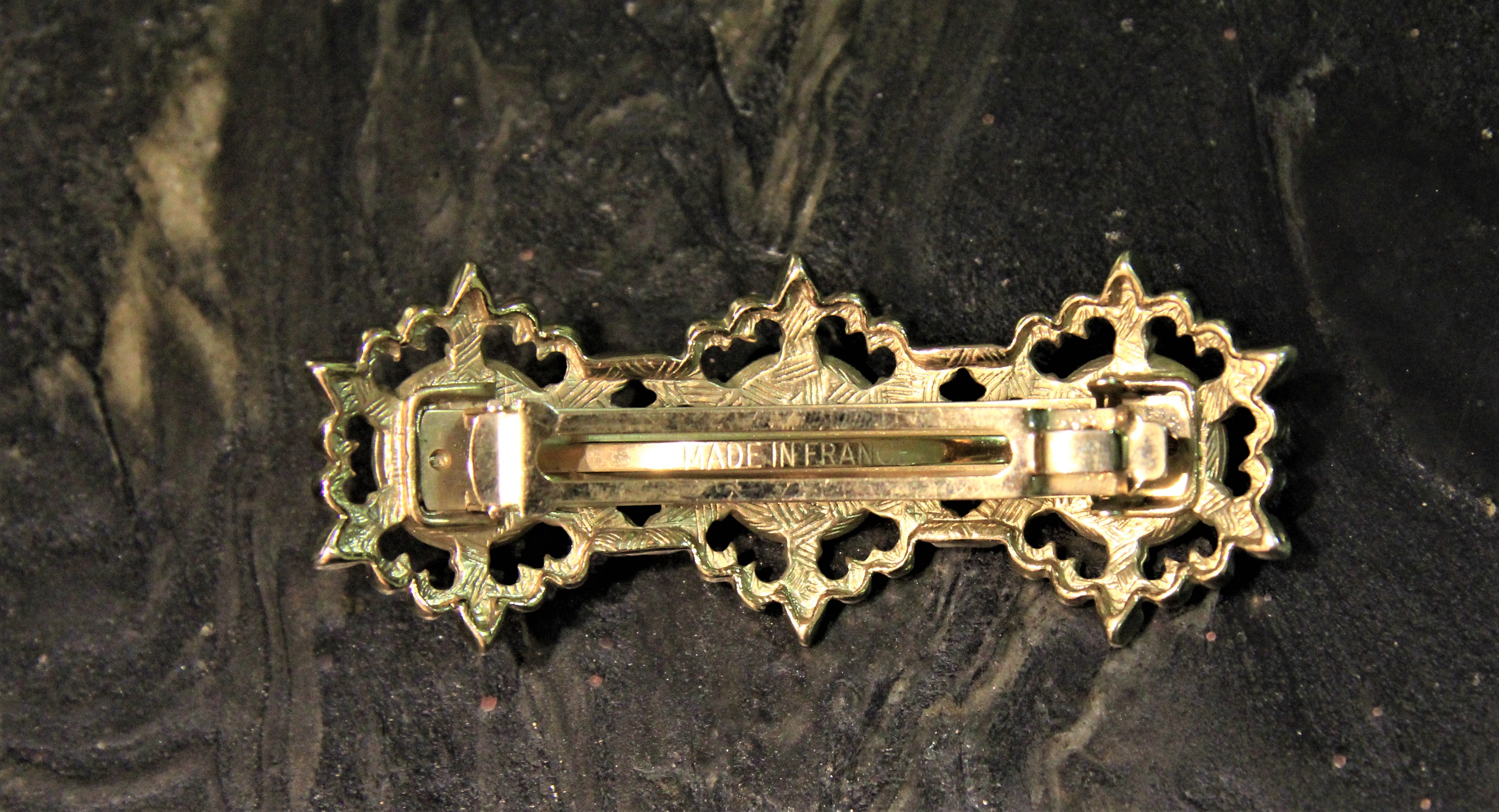 Fermacapelli con cabochon verdi