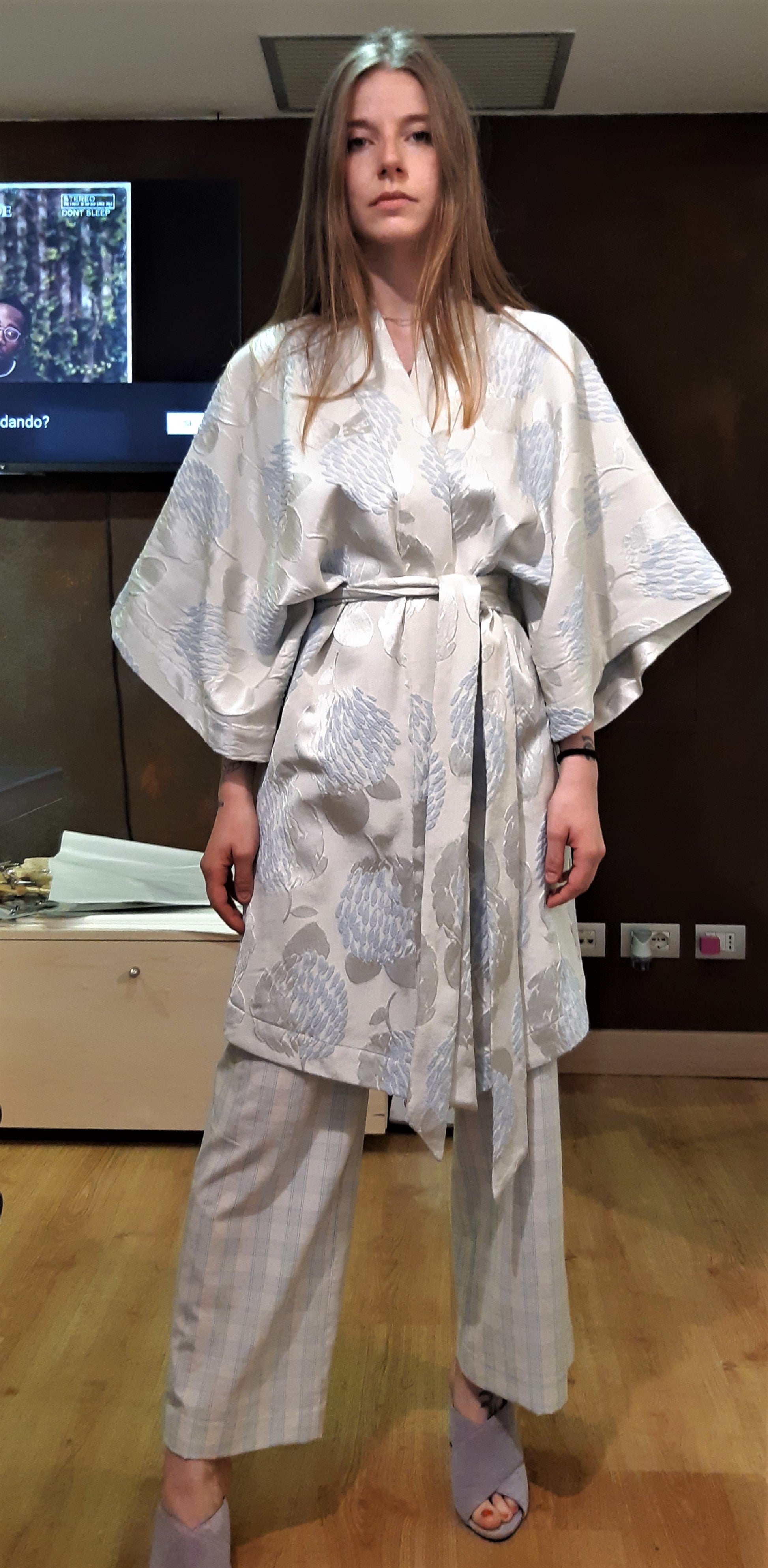 Kimono Eleven Gauguin broccato vintage peonie